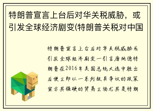 特朗普宣言上台后对华关税威胁，或引发全球经济剧变(特朗普关税对中国影响)